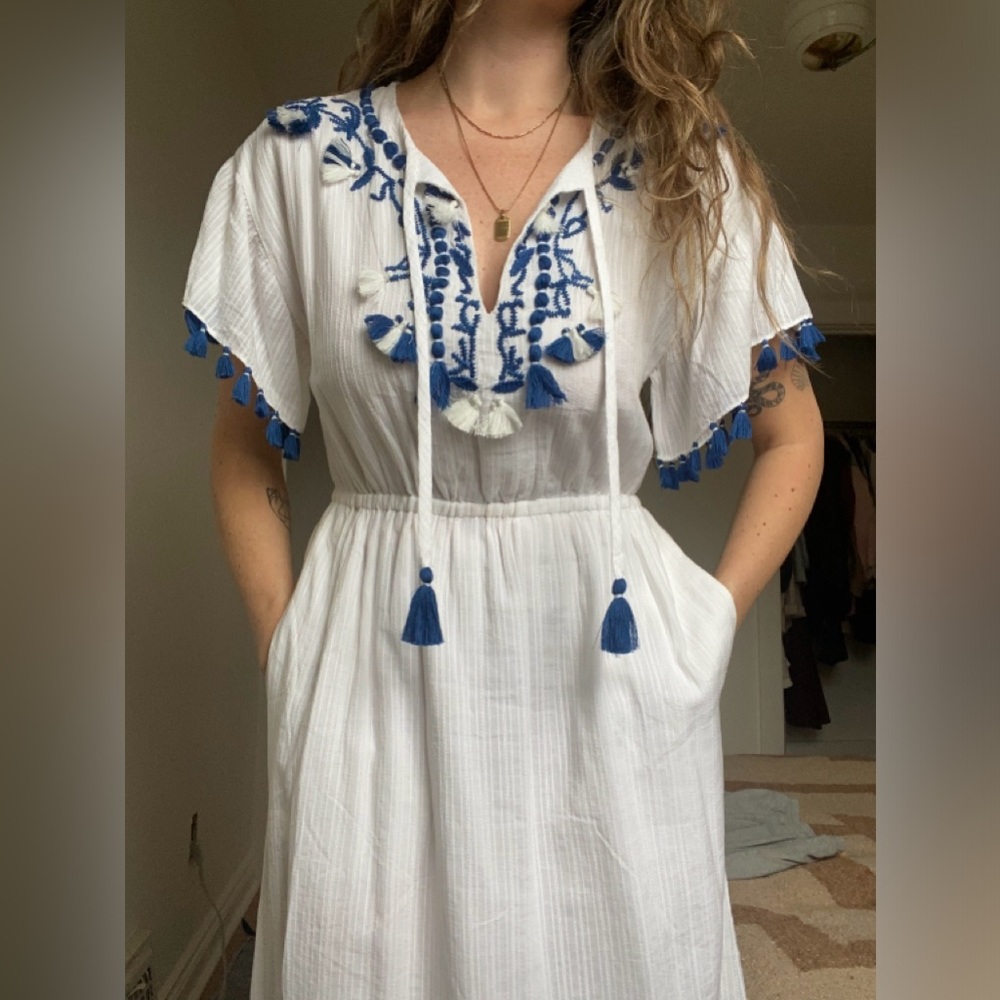 Club Monaco white Embroidered Midi dress